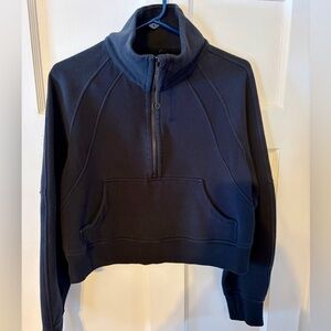 Lululemon Women's Black Scuba Cropped Funnel Neck Half-Zip